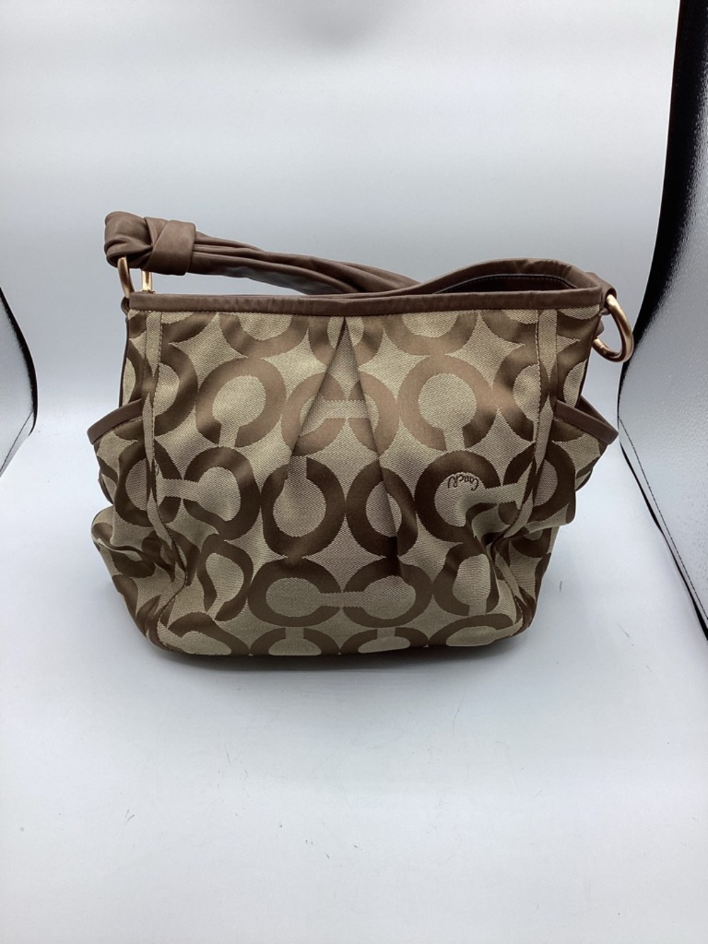 Coach Harper Brown Op Art Signature Canvas & Leather Shoulder Handbag - Picture 2 of 7